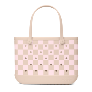 Artisan Iconic Original Bogg Bag - Checkered Linen/ Pink Marshmallow - Premium Collection