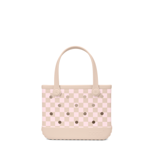 Essential Bitty Bogg Bag - Checkered Linen/ Pink Marshmallow